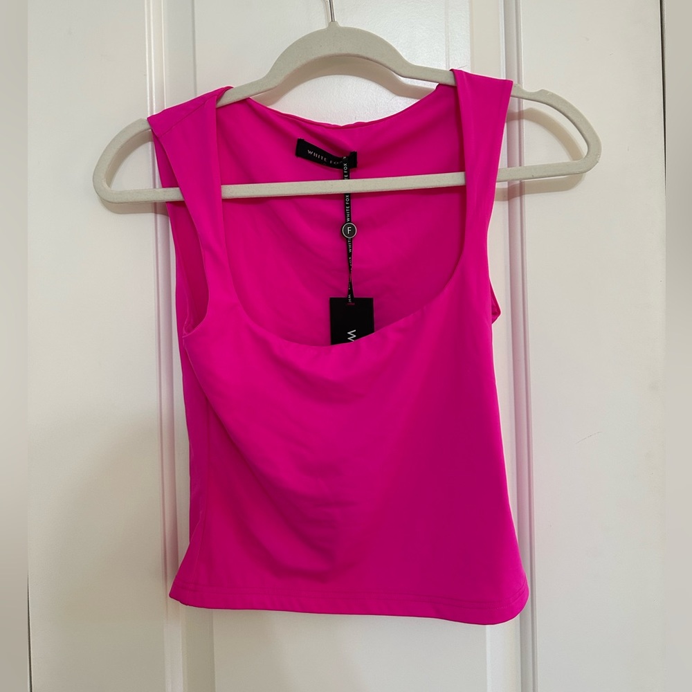 NWT white fox pink top